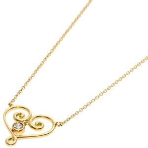 TIFFANY Venezia Goldoni Heart 1P Diamond Necklace K18 Yellow Gold